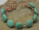Copper Wire Wrapped Bracelet-Green Magnesite Beads