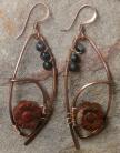Copper and Brecciate Jasper Flower Tribal Earrings