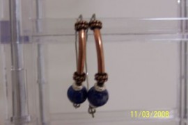 Curved Copper and Lapis Earrings