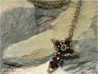 Crystal Cross Necklace-Antique Gold, Red, and Black