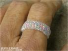 Woven Bead Band Ring-Pastels with Clear AB Border