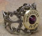 Ammo Ring with Purple Crystal and Gun Metal Filigree Band